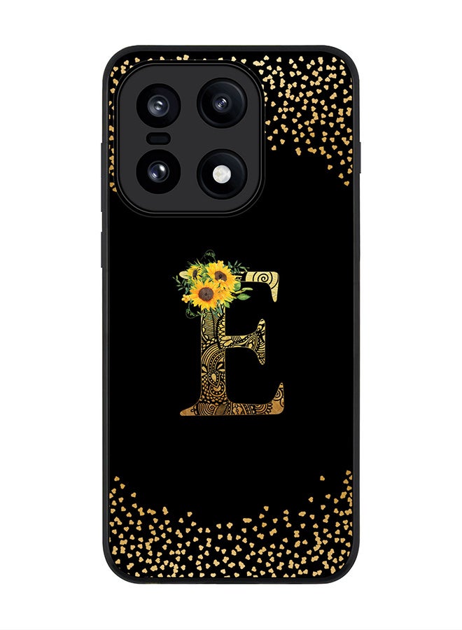 For OnePlus 15 Case,Slim fit Camera Protection, Shockproof Thin Phone cover  - Custom Floral Monogram - E ( Black )